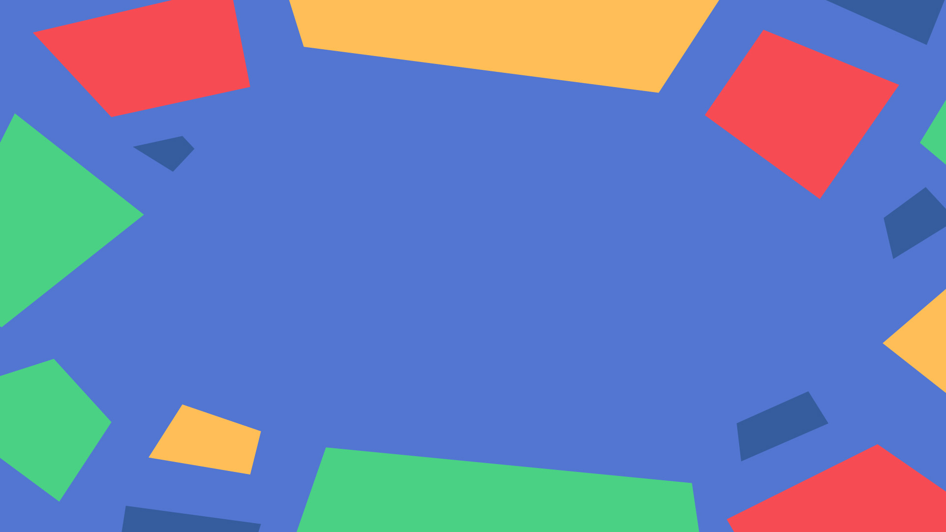 A blue banner decoration, with yellow, red and green blocks on the outside.